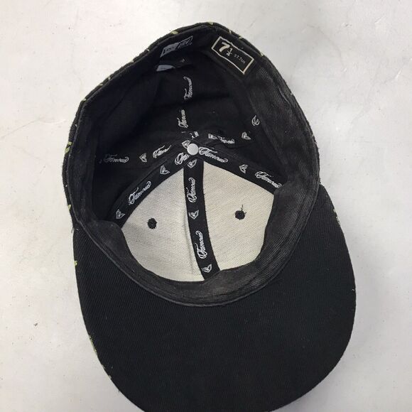 New Era Famous Stars And Straps X Black Neon Green Hat Size 7 1/4 DJ Skate Y2k - Picture 4 of 5